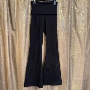 Aerie The Hugger Black Foldover Hi Rise Flare Leggings XS